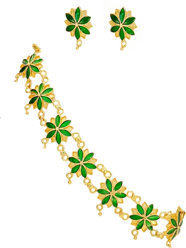 Assamese_Traditional_Green_Colour_Golpata_Jewellery_Set_For_Women